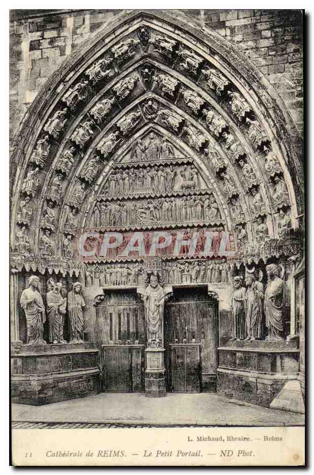 Reims - La Cathedrale Le Petit Portail CPA 