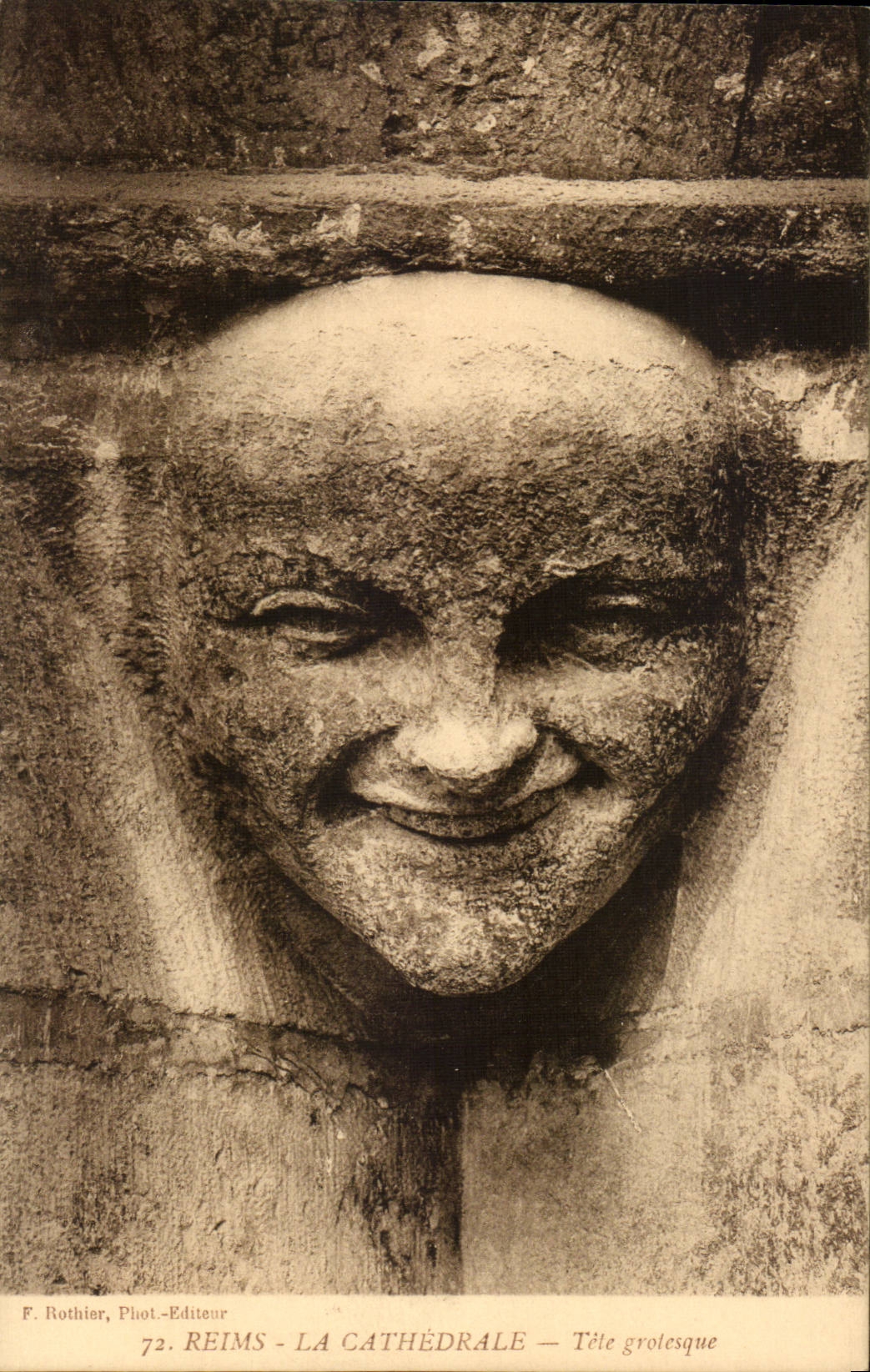 Reims - La Cathédrale — Tête grotesque — F. Rothier, Phot.-Editeur, n°72