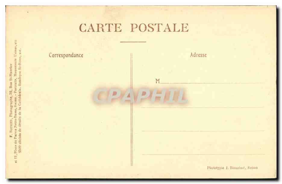 Reims - La Cathédrale — Tête grotesque — F. Rothier, Phot.-Editeur, n°72 — Reverso