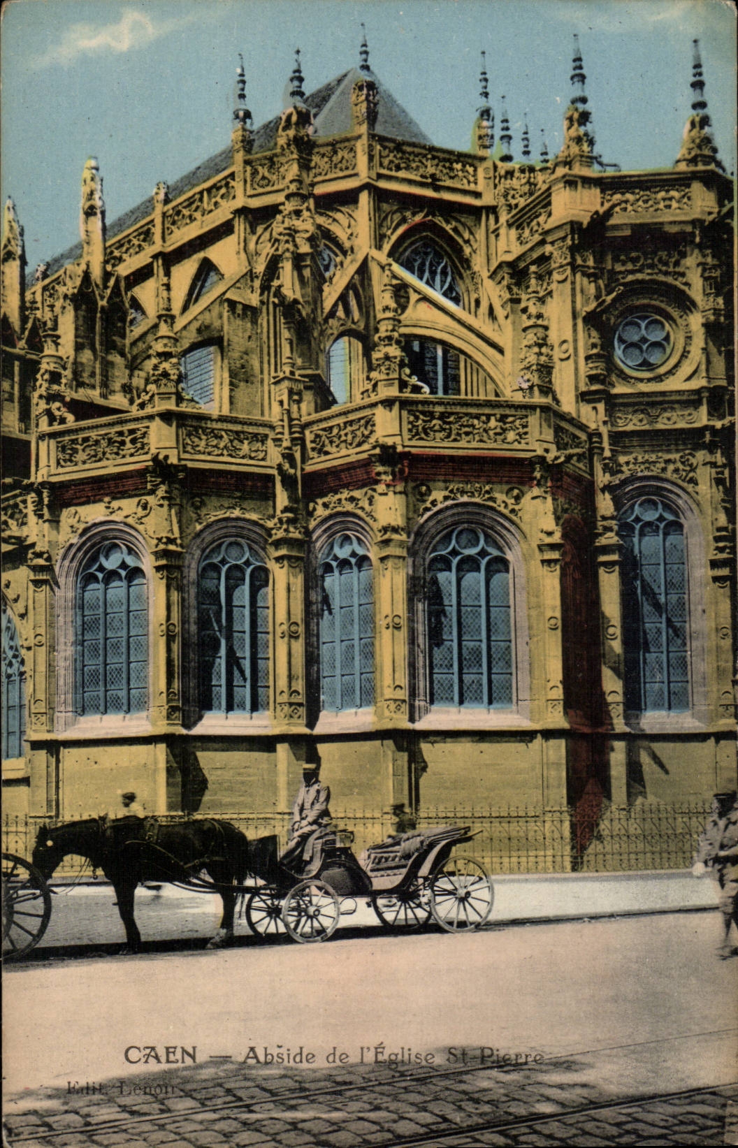 Caen - Abside de l'Eglise St Pierre - cheval CPA 