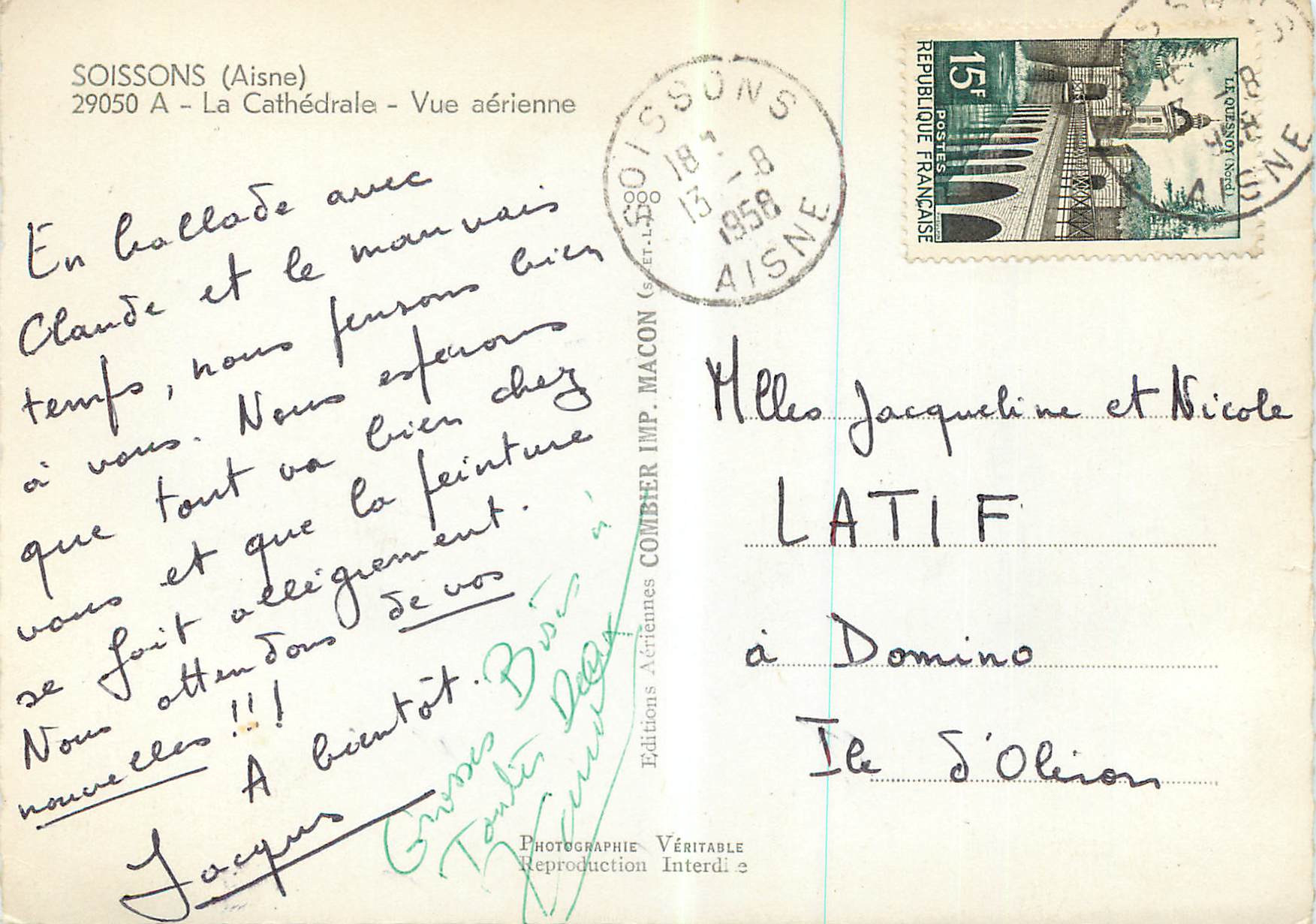 CPM Soissons (Aisne) La Cathedrale Vue aerienne — Rückseite