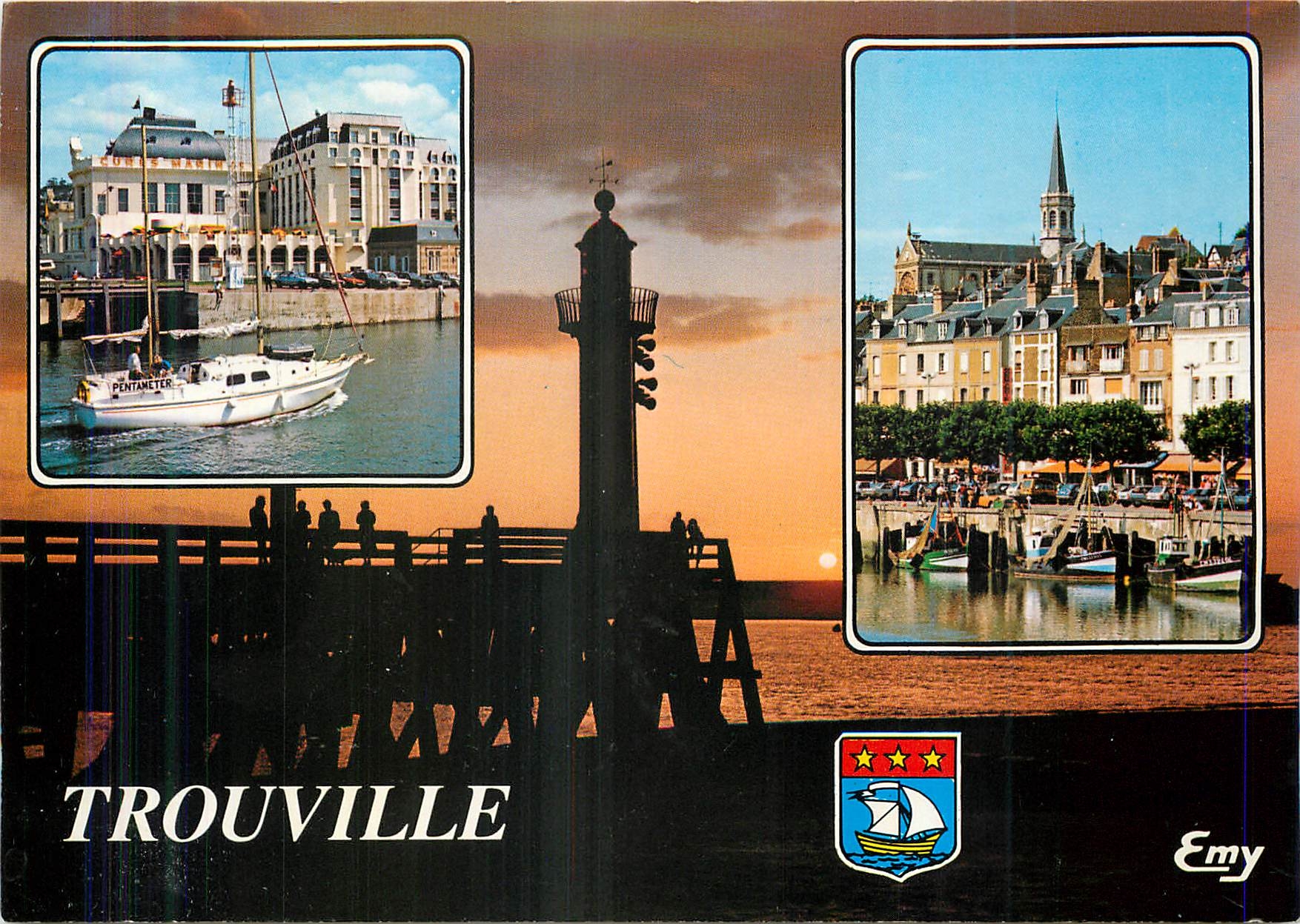 Trouville — Coucher de soleil sur la jetée et le port de pêche — Éditions Normandes LE GOUBEY