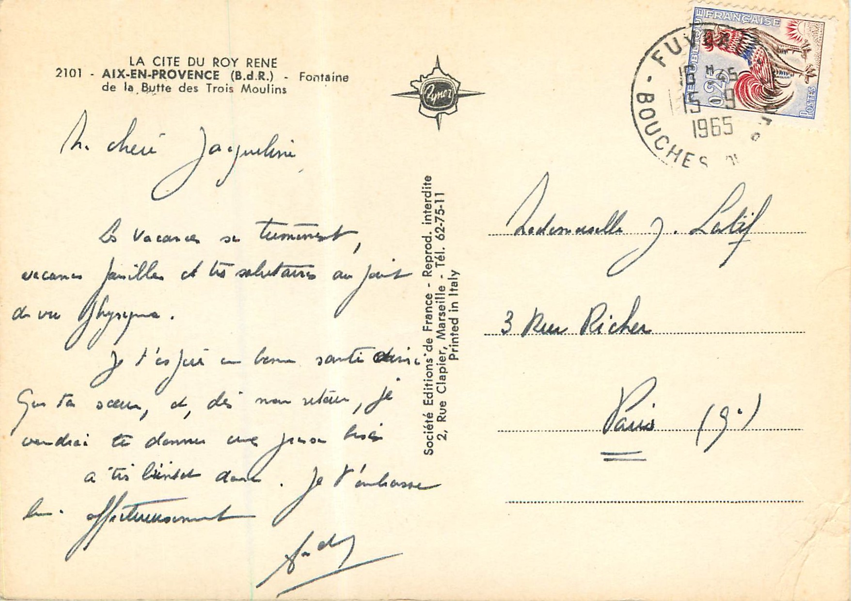 La Cité du Roy René — Fontaine de la Butte des Trois Moulins — Éditions de France — Reverso