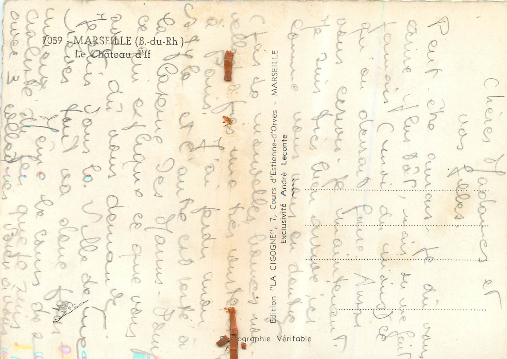 CPM Marseille (B du Rh)Le Chateau d'if — Verso