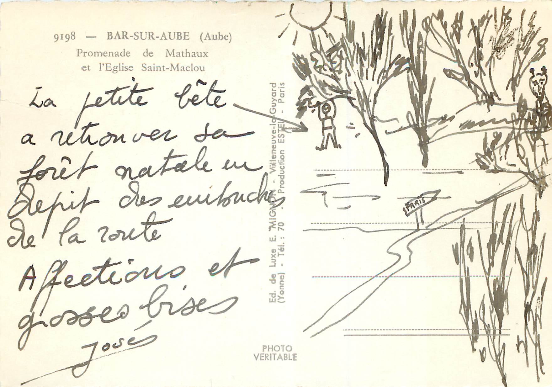 CPM Bar sur Aube (Aube)Promenade de Mathaux et l'Eglise Saint Maclou — Back