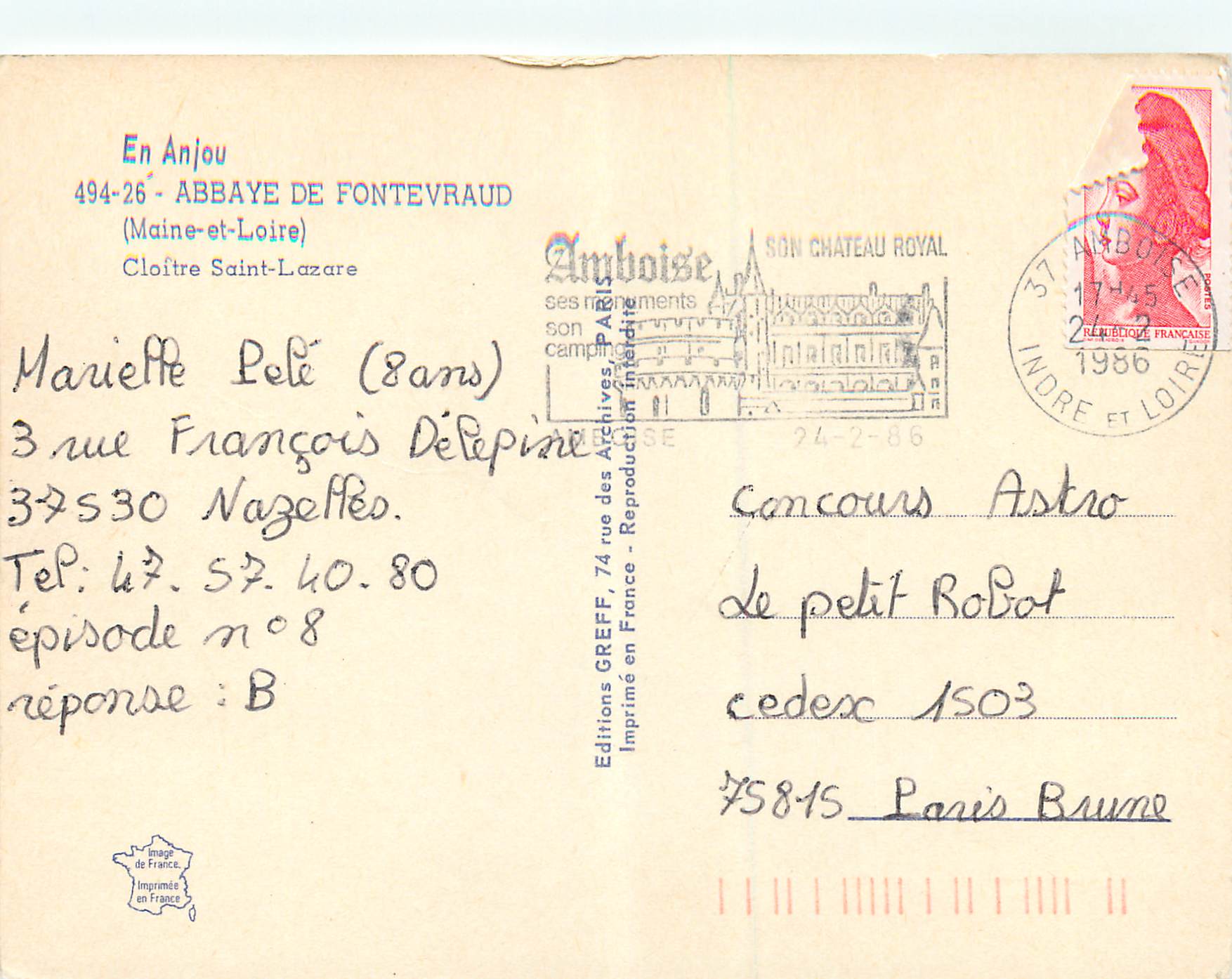 CPM En Anjou Abbaye de Fontevraud (Maine et Loire)Cloitre Saint Lazare — Verso
