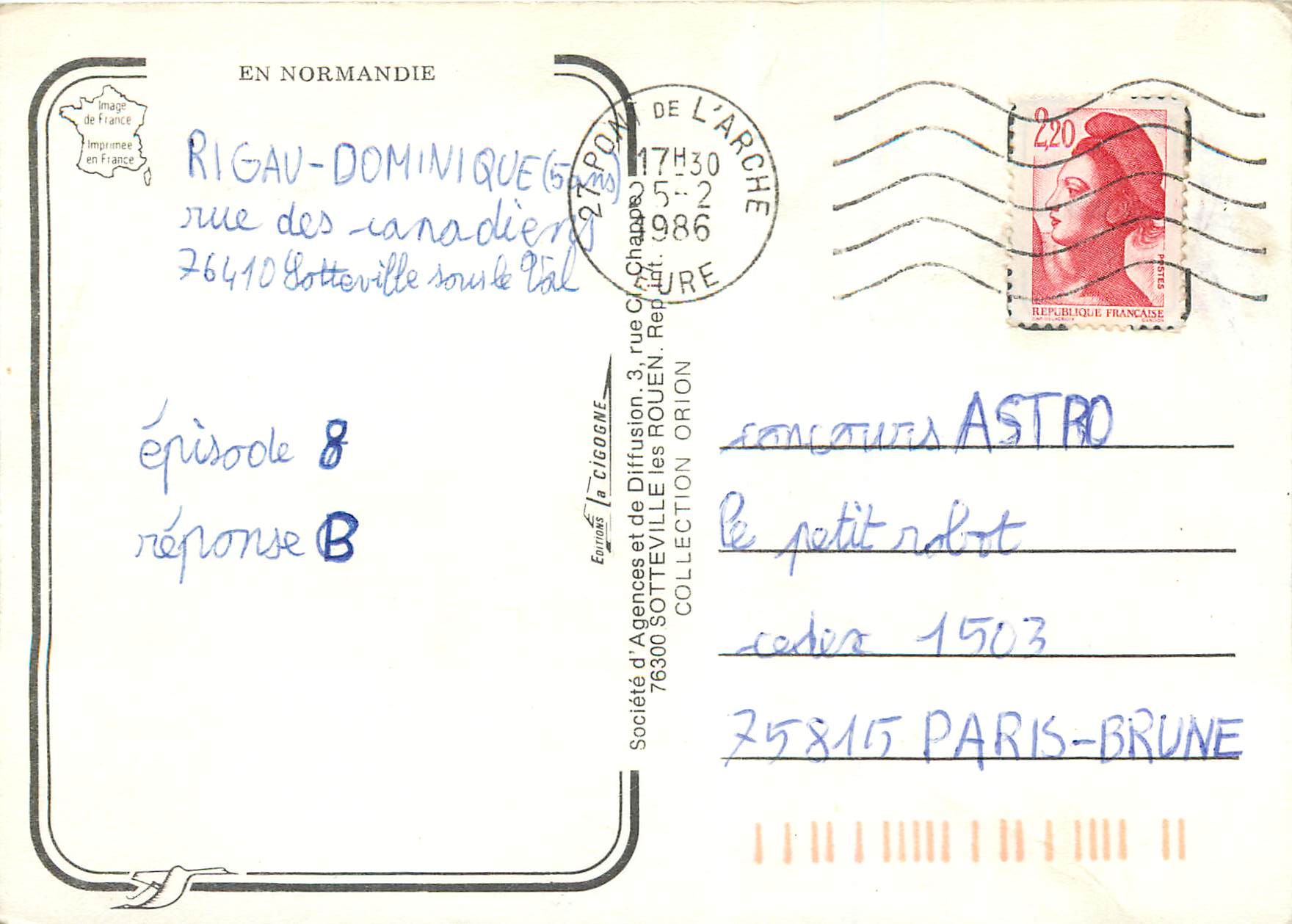 CPM En Normandie Enfant Folklore — Rückseite