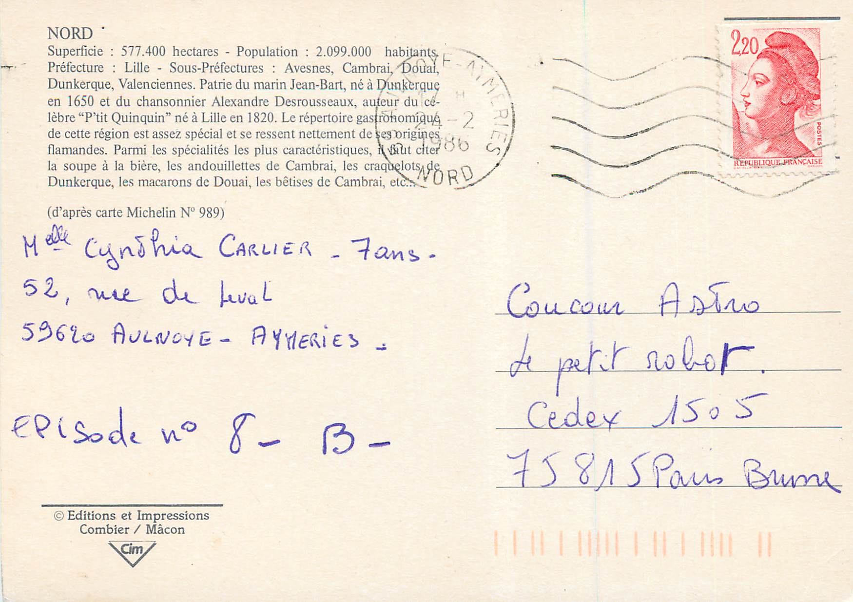 CPM Nord Lille  Denain Hazebrouck Grand Fort Philippe Valenciennes — Rückseite