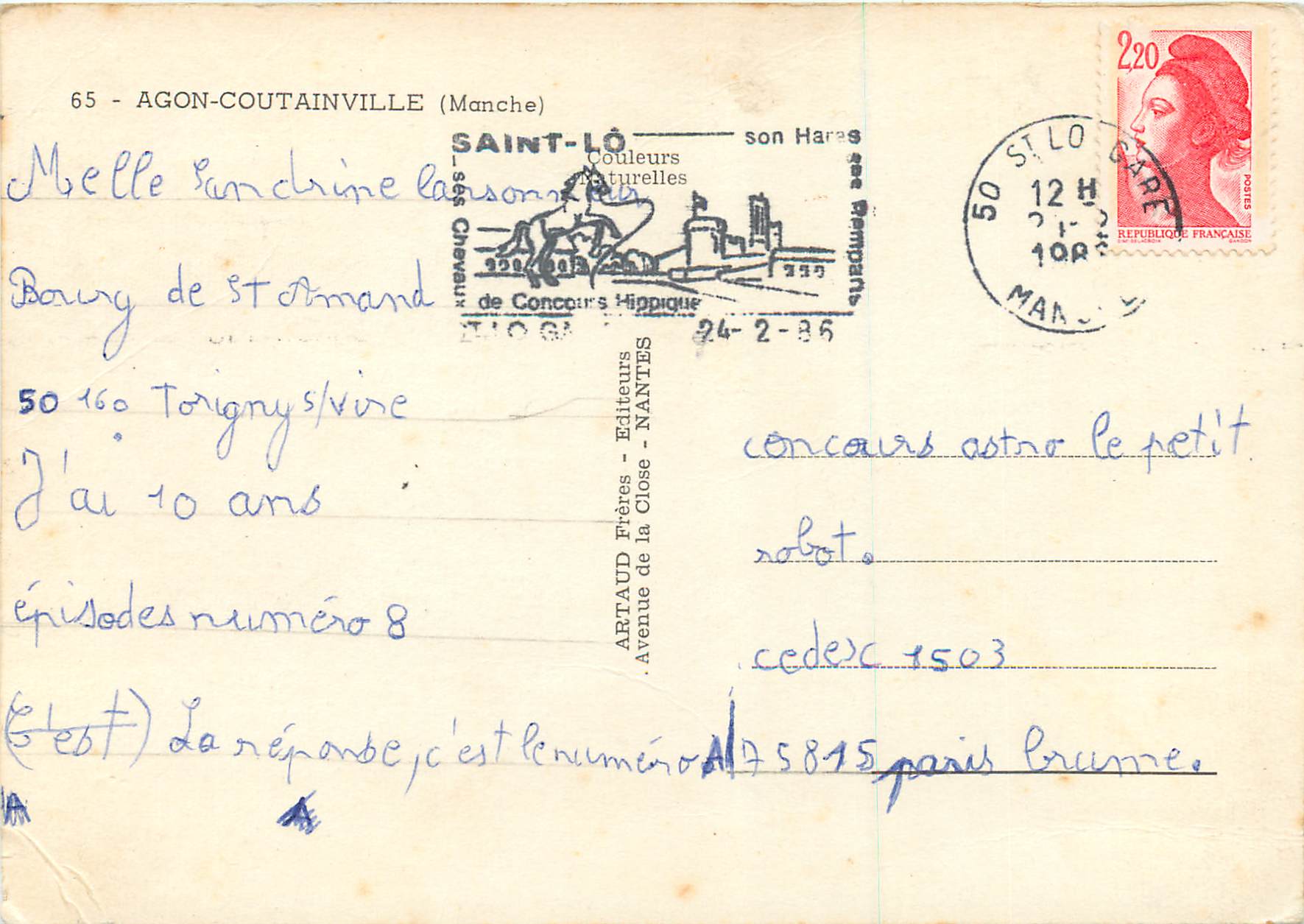CPM Agon Coutainville (Manche) Phare d'Agon Port d'Agon Regates Mare de l'Essay La plage  — Rückseite