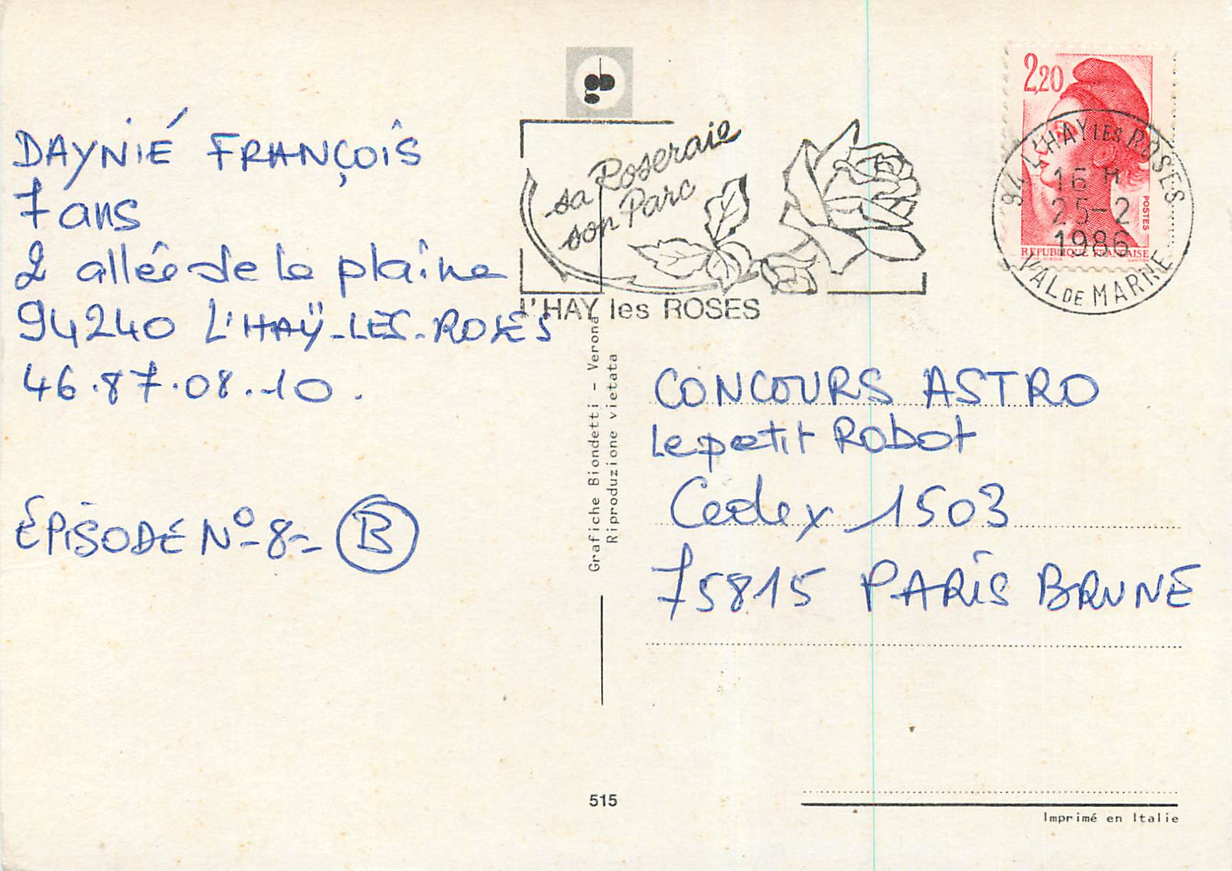 CPM Neige — Verso