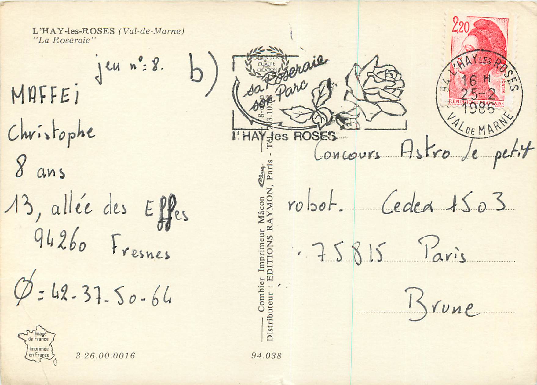 CPM L'Hay les Roses (Val de Marne)La Roseraie — Verso