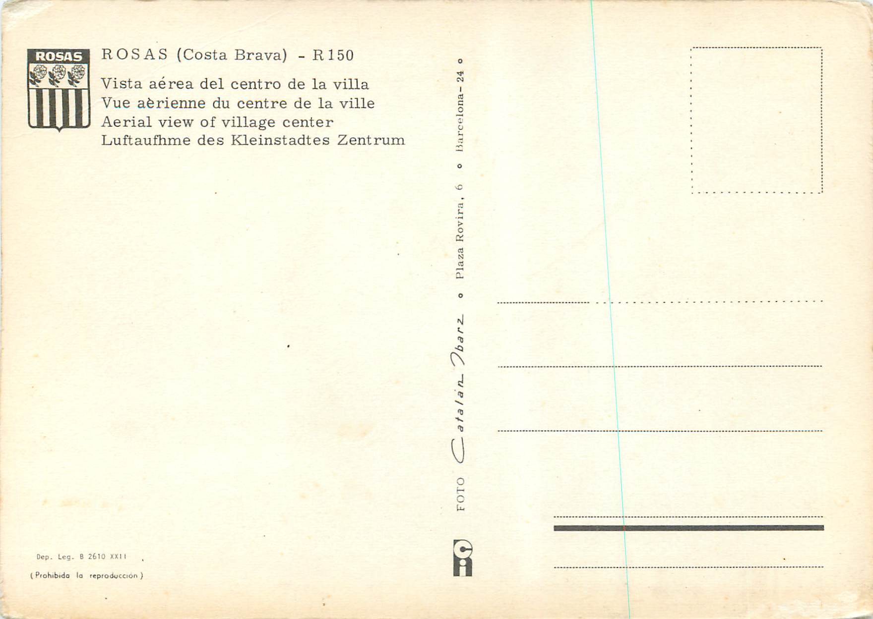 Rosas (Costa Brava) — vue aérienne du centre — FOTO CATALAN R150 — Rückseite