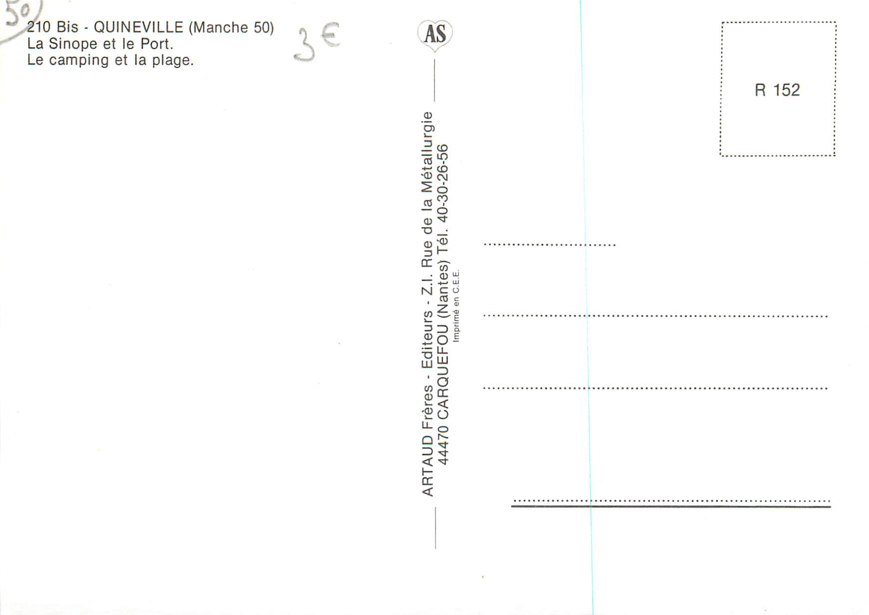 CPM Quineville La Sinope et le Port le Camping et la plage — Back