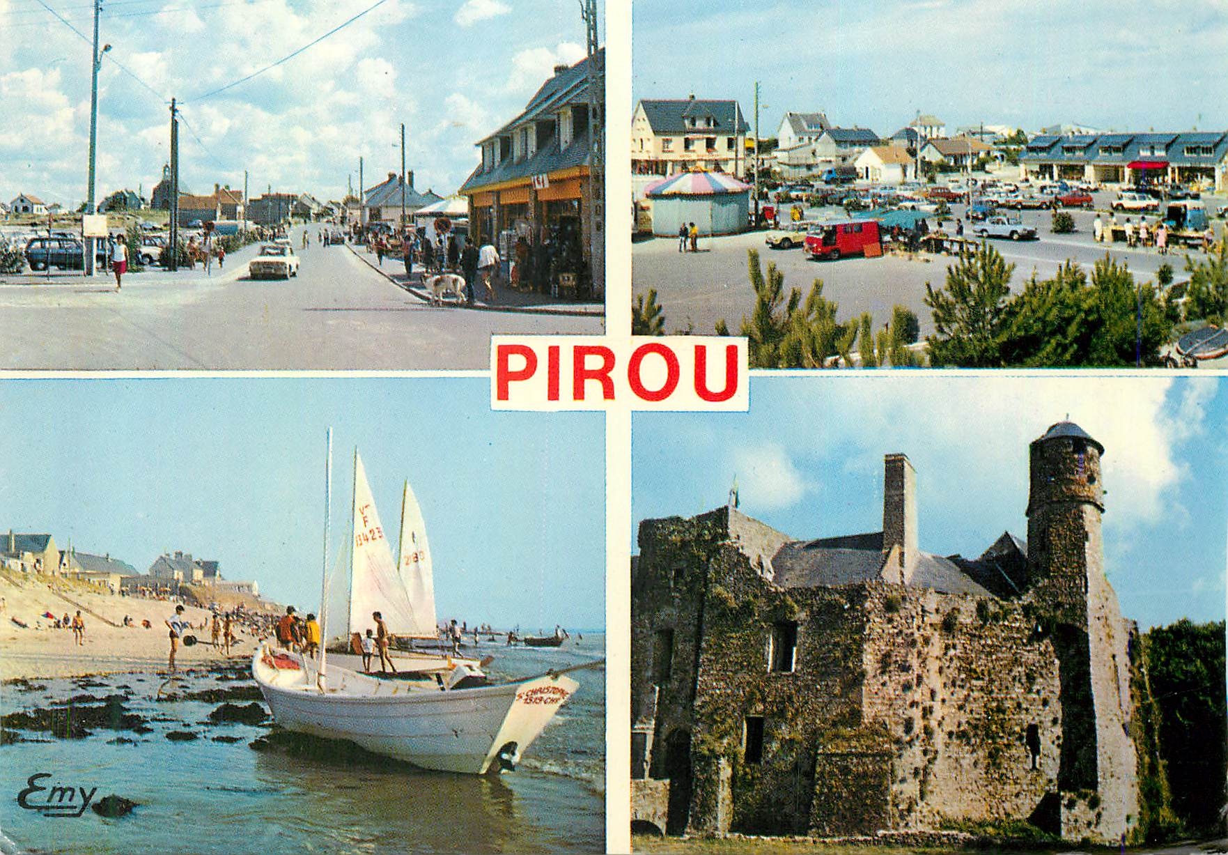 CPM Pirou (Manche)La Place La Plage Le Chateau
