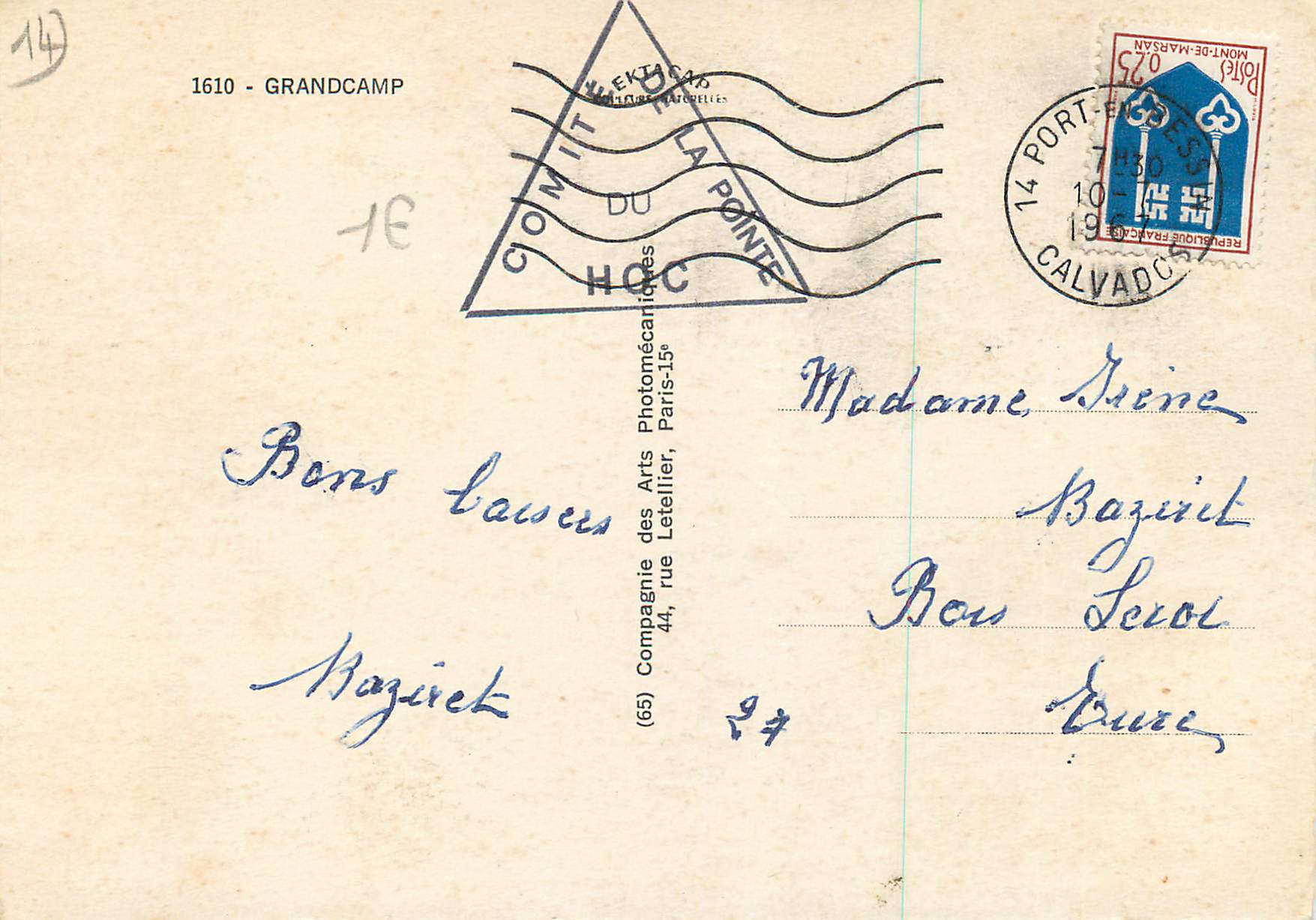 CPM Grandcamp La pointe du Hoc Le port Bateaux Falaises de la pointe du Hoc  — Verso