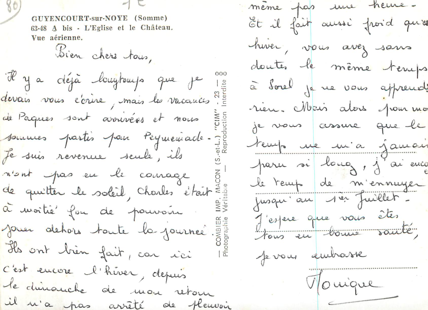CPM Guyencourt sur Noye (Somme)L'Eglise et le Chateau vue aerienne — Back