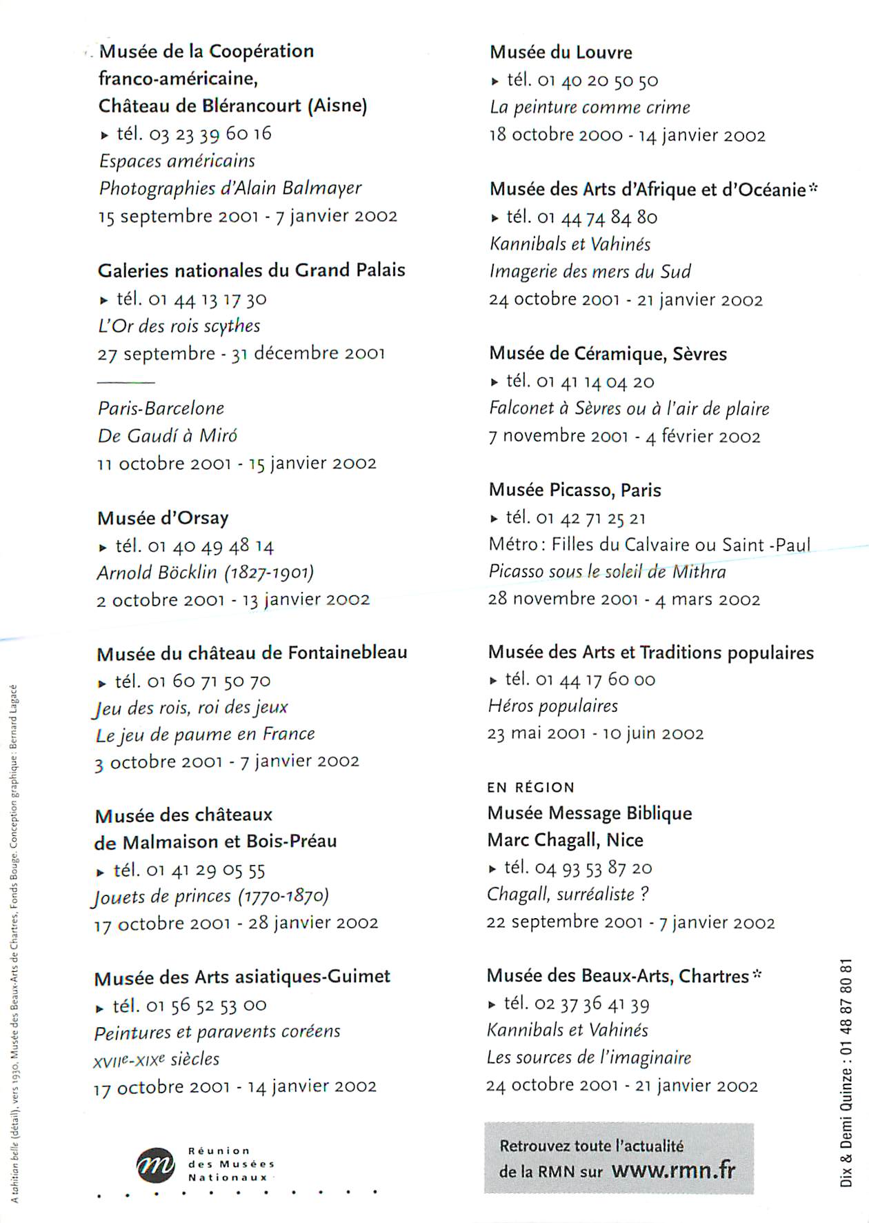 CPM Exposition Automne Hiver Reunion des Musees nationaux  — Verso