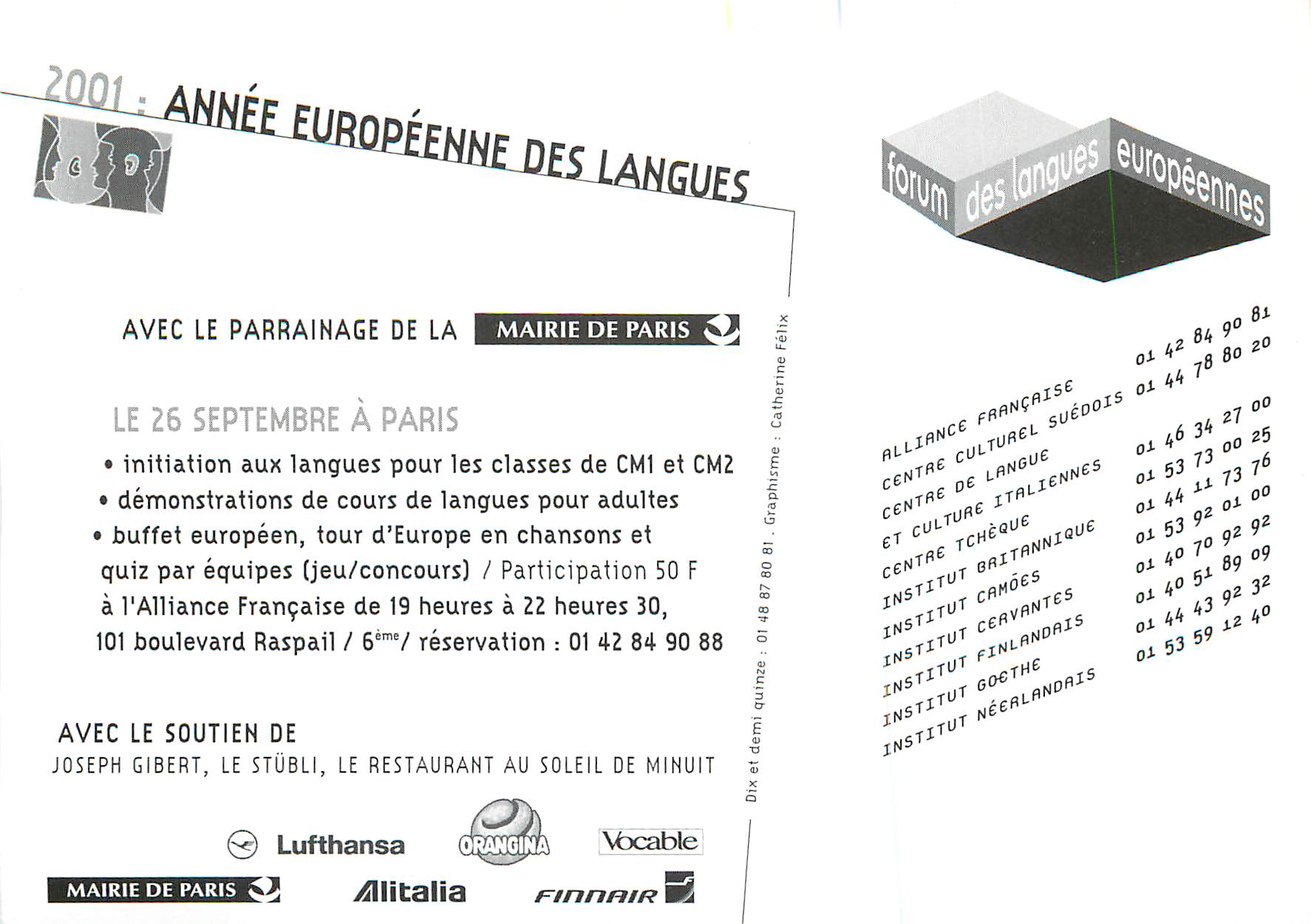 CPM Fete des Langues a Paris Paris Forum des Langues europeennes — Rückseite