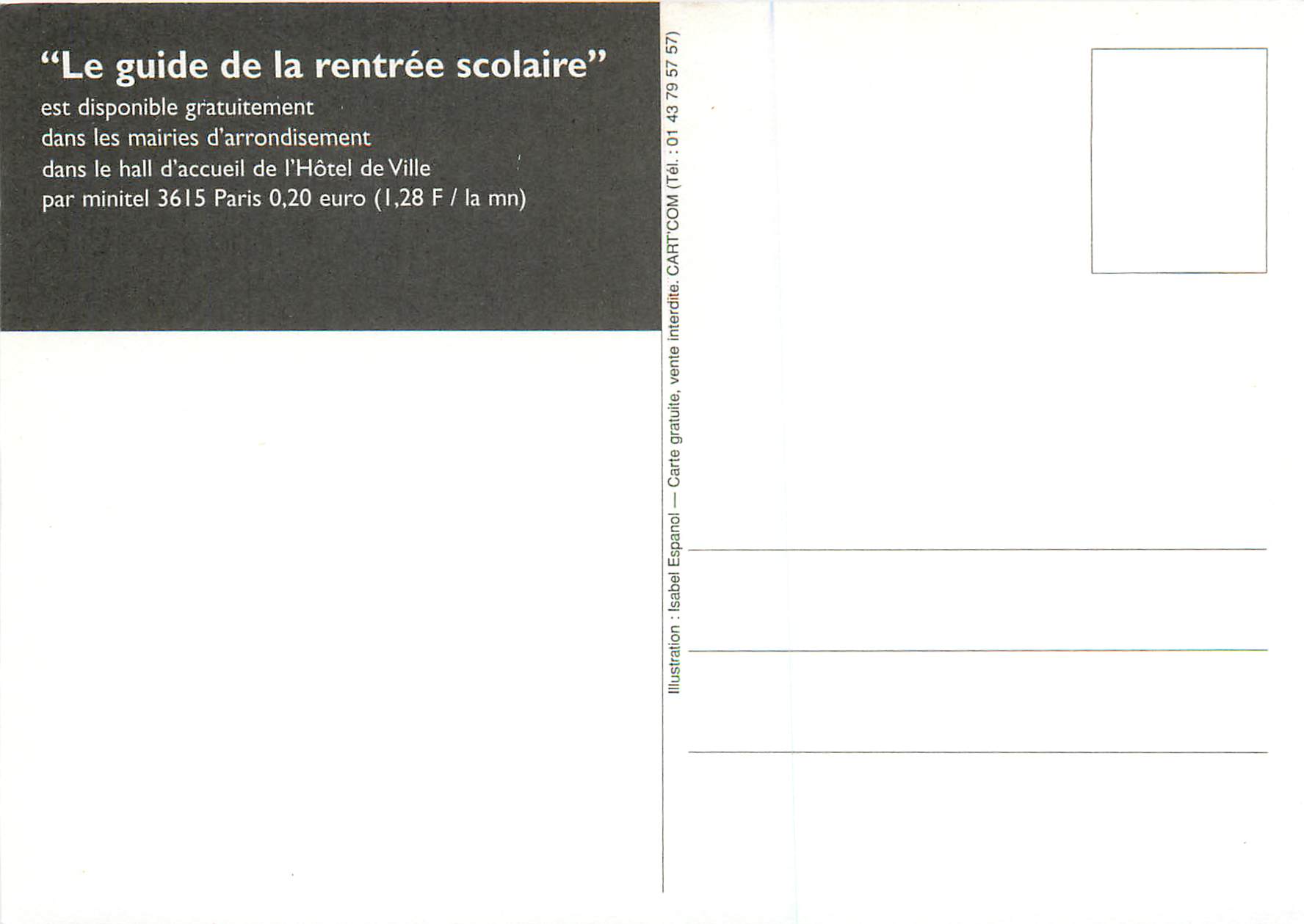 CPM Mairie de Paris Le guide de la rentree scolaire — Rückseite