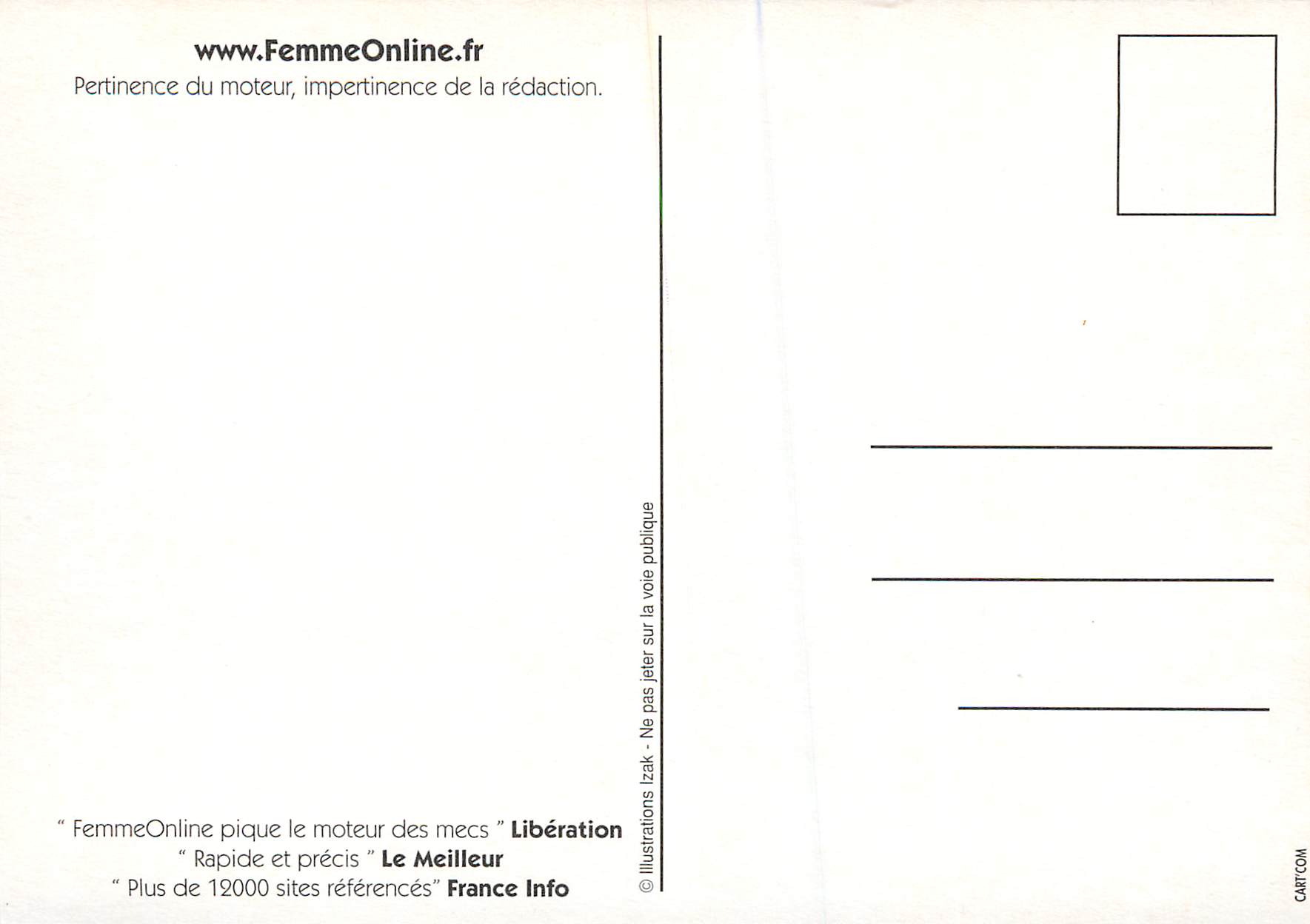 CPM Le moteur de recherche prefere des femmes FemmeOnline.fr — Verso