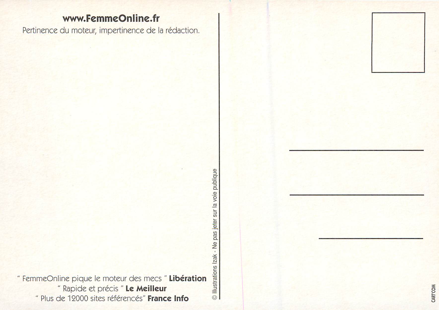 CPM Le moteur de recherche prefere des femmes FemmeOnline.fr — Verso
