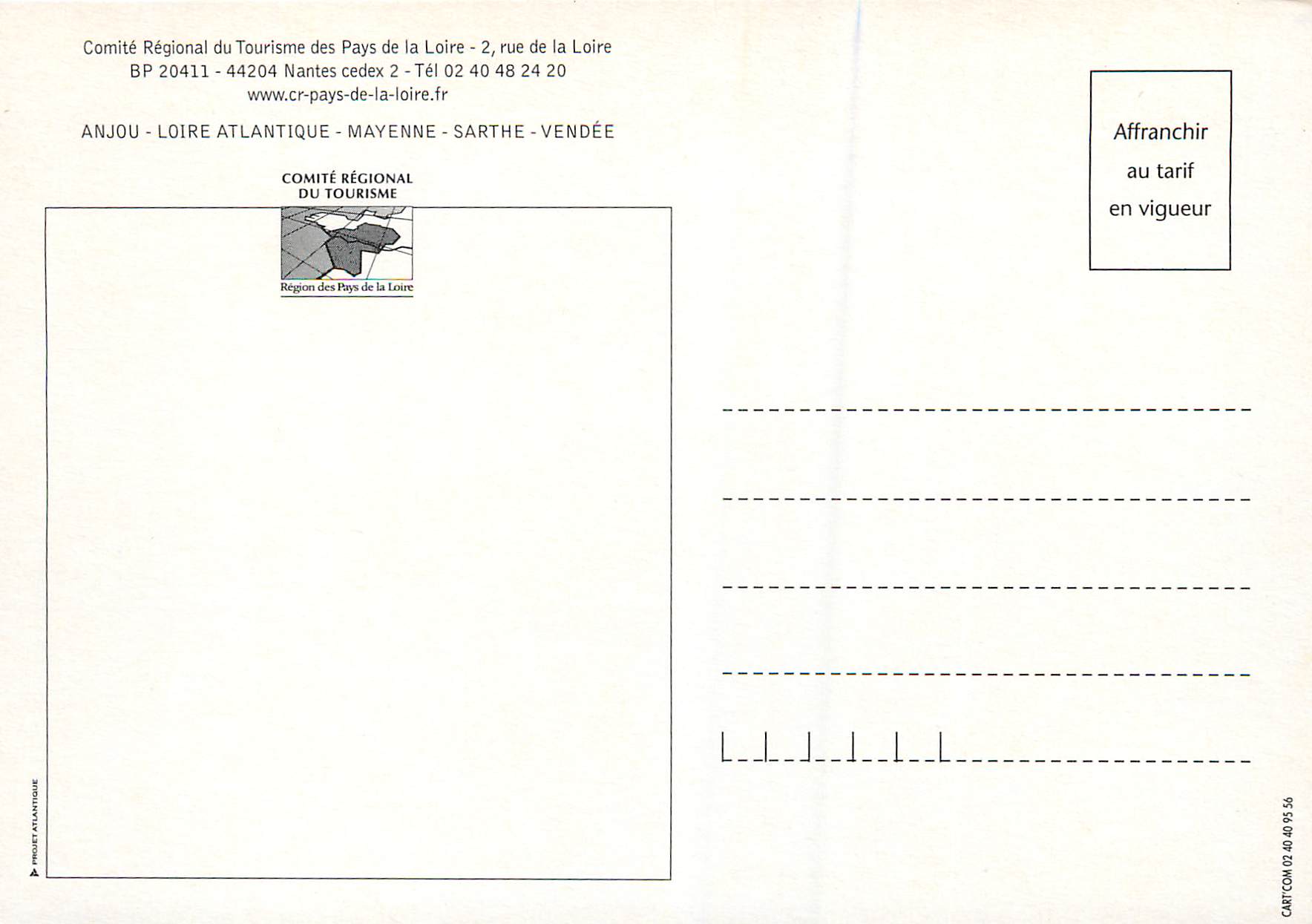 CPM En Pays de la Loire Maison de la France — Verso