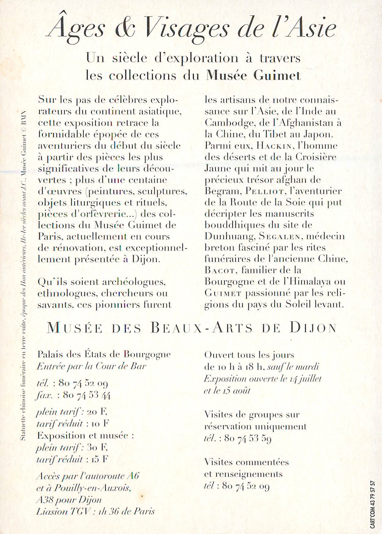 CPM Ages Visages de l'Asie Musee des Beaux Arts de Dijon — Rückseite