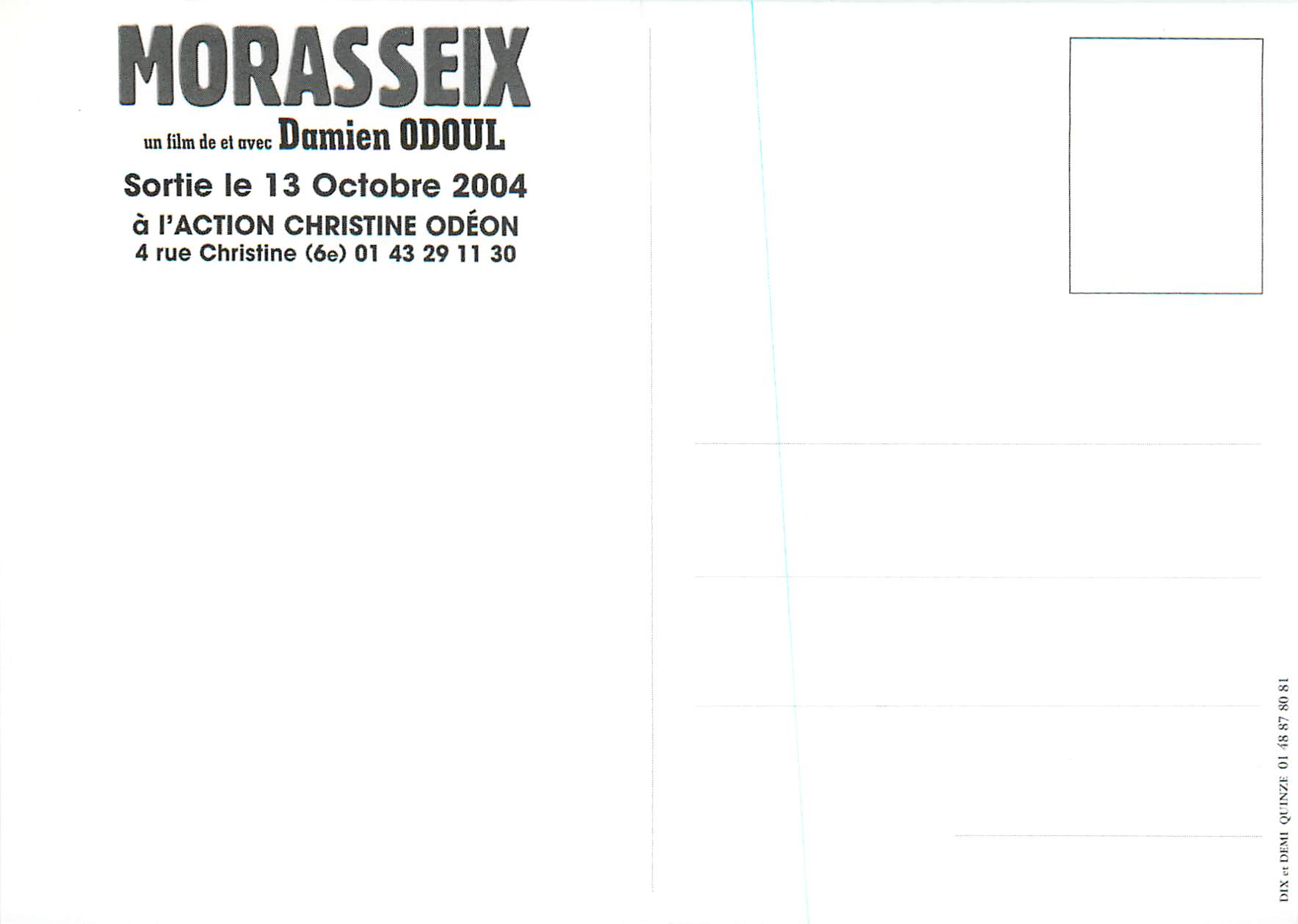 CPM Morasseix de Damien Odoul Rugby Cinema  — Rückseite