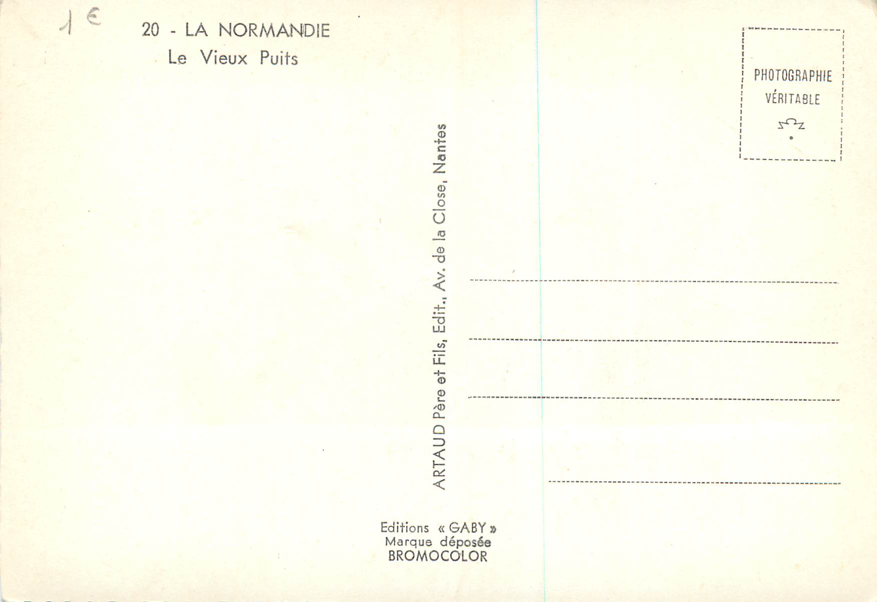 CPM La Normandie Le Vieux Puits Cheval Poule Veau Vache — Rückseite