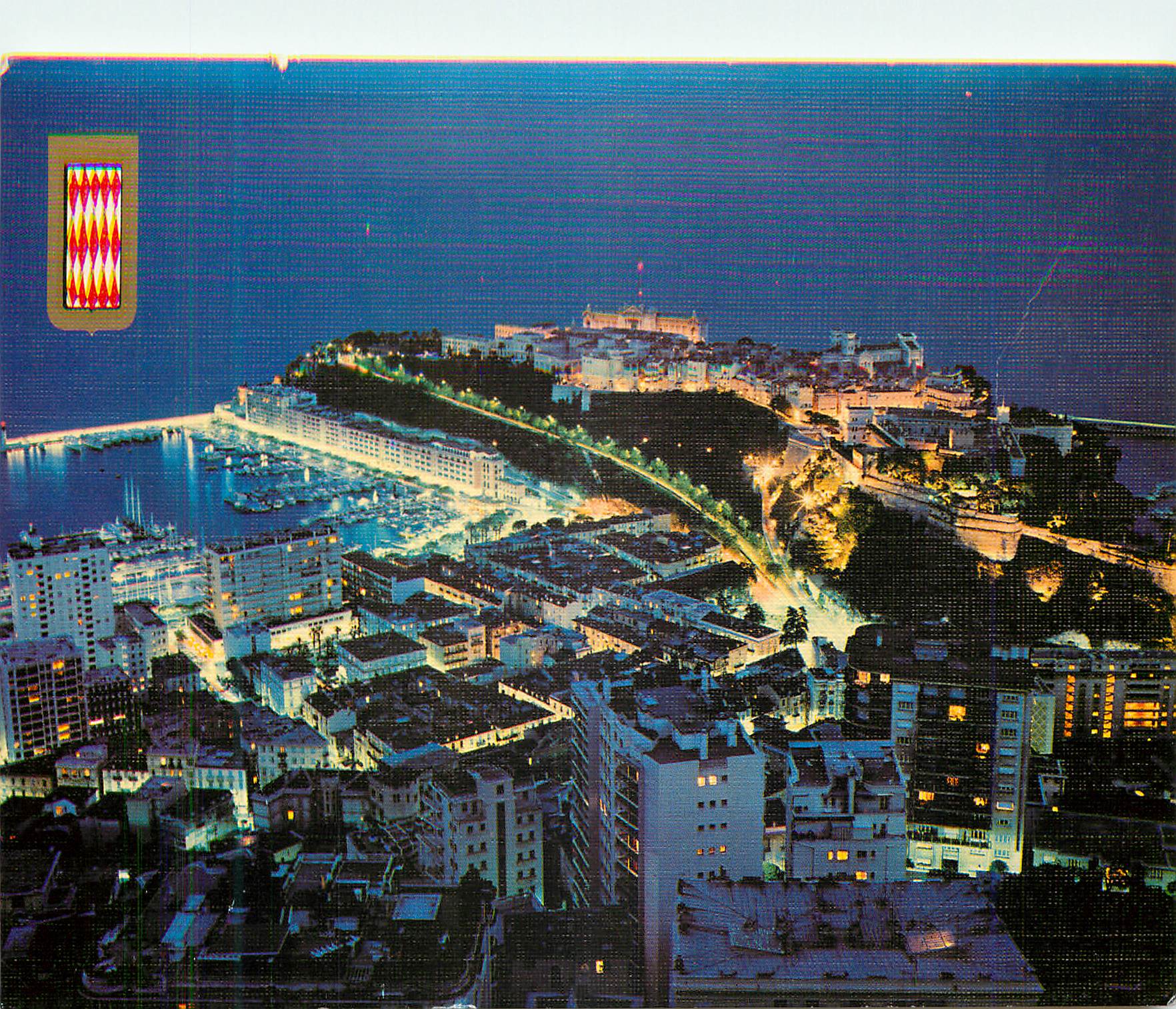 CPM Principaute de Monaco Le Port et le rocher de nuit