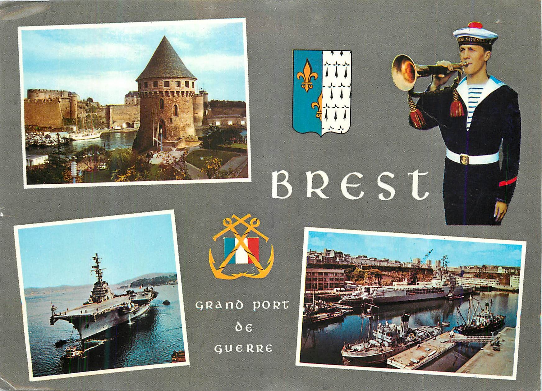 CPM La Bretagne sur une des plus belles Rades du monde Bateau Porte-Avions