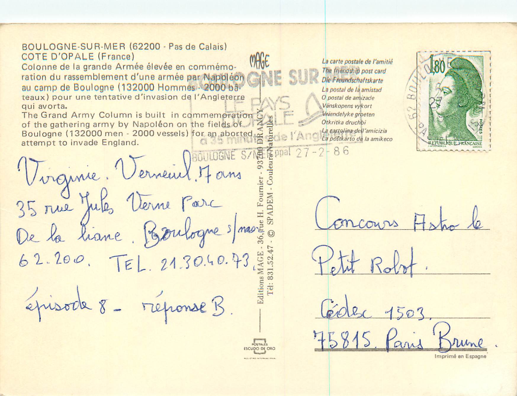 Boulogne-sur-Mer — Colonne de la Grande Armée — Éditions MAGE — Reverso