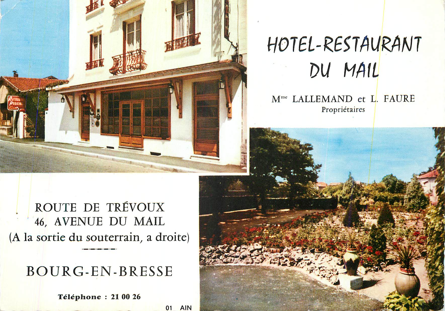 CPM Hotel Restaurant Du Mail Lallemand et L Faure Bourg en Bresse Route de Trevoux Avenue du Mail