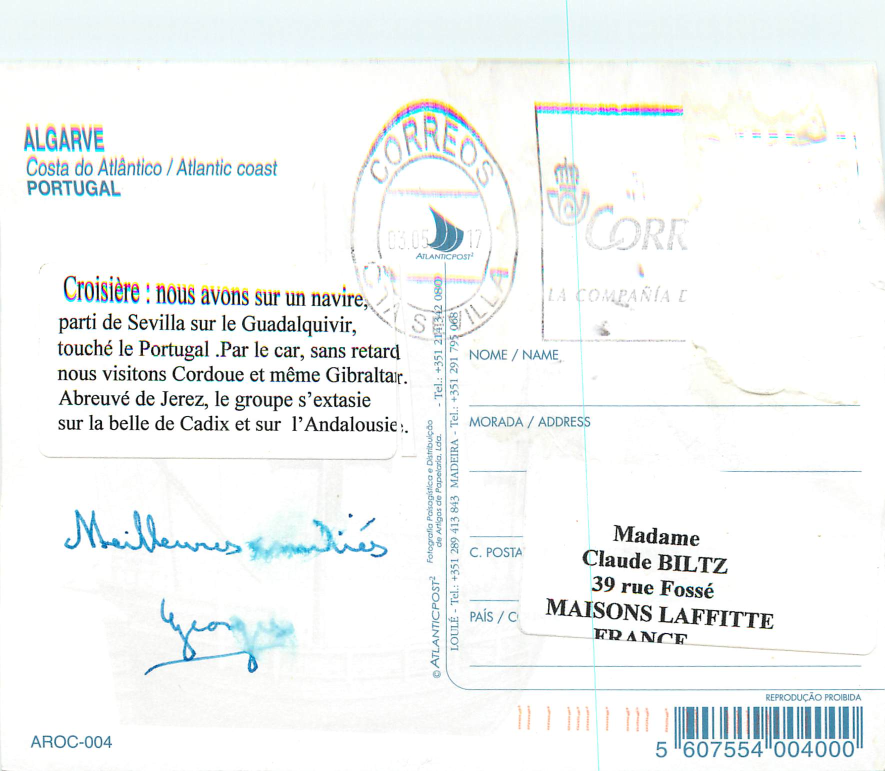 CPM Algarve costa do atlantico Portugal — Rückseite