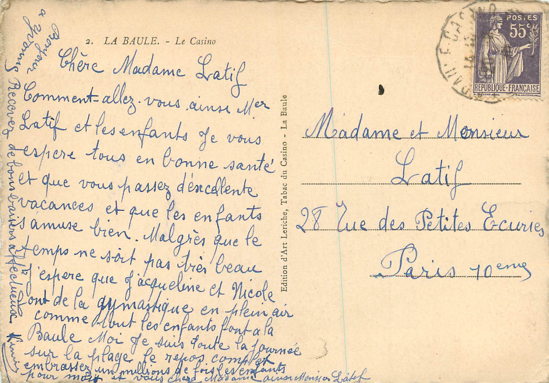 CPM La Baule Le Casion — Back