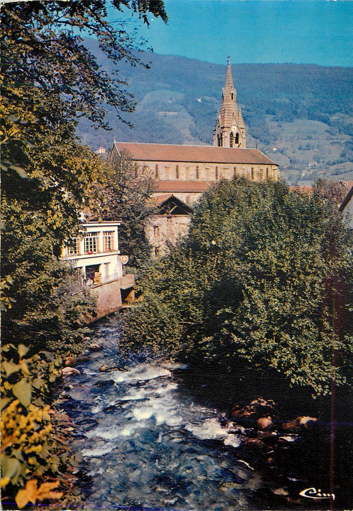 Allevard-les-Bains — Église et ruisseau — Imprimeur CINM, Mâcon