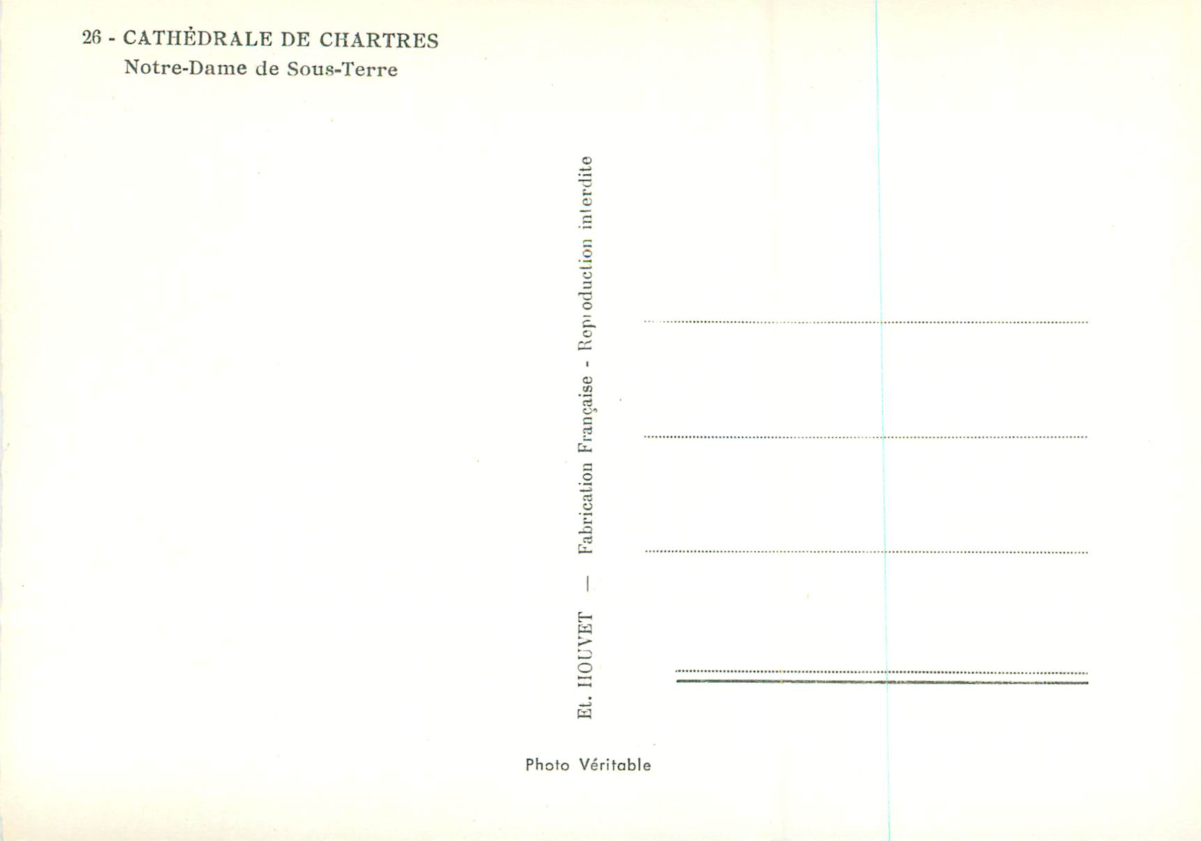 CPM Cathedrale de Chartres Notre Dame de Sous Terre — Rückseite