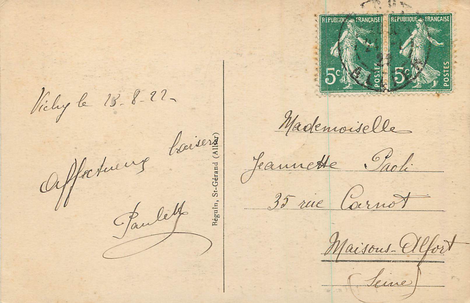 CPA Vichy Le Casino La Terrase et Les Jardins — Rückseite