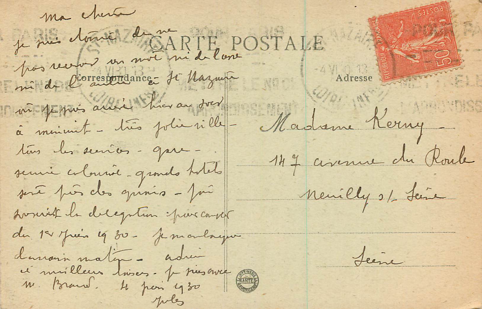CPA Musee de Saint Nazaire Surcouf — Rückseite