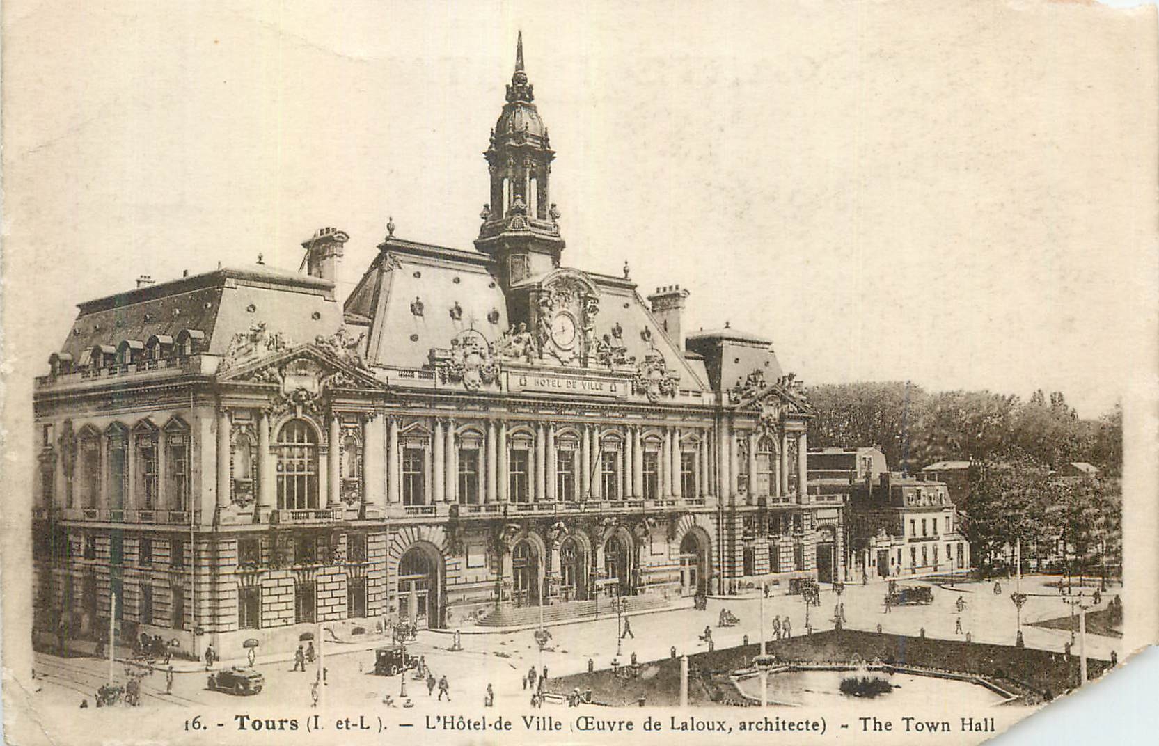 Antike Ansichtskarte Tours (I et L) Das Rathaus Werk des Architekten Laloux