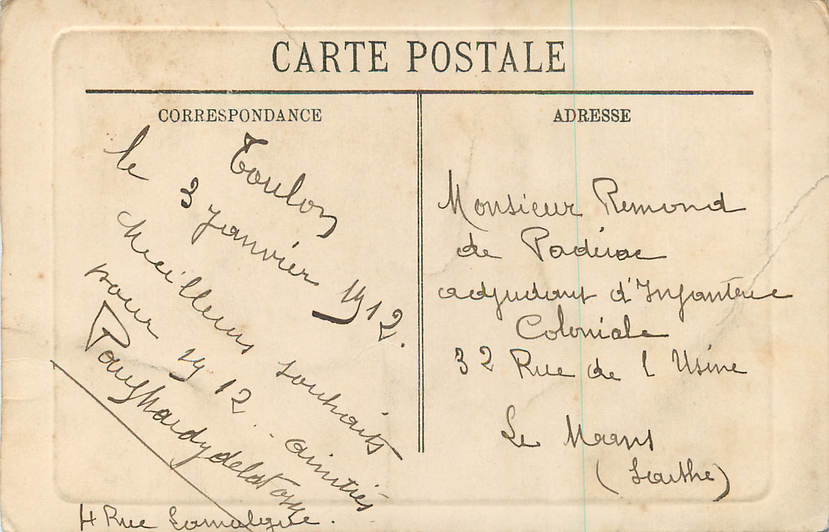 CPA Le Mourillon lever du jour — Verso