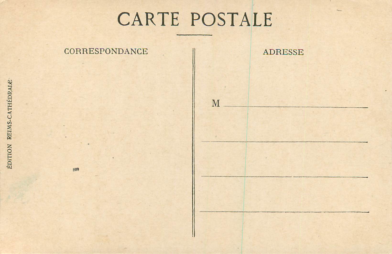 CPA Reims la Cathedrale avant la guerre — Verso