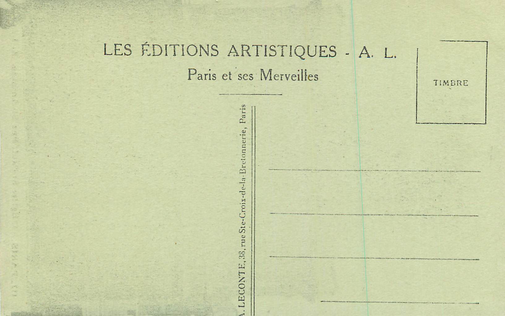 CPA Paris l'Eglise de Saint Paul Rue St Antoine — Rückseite