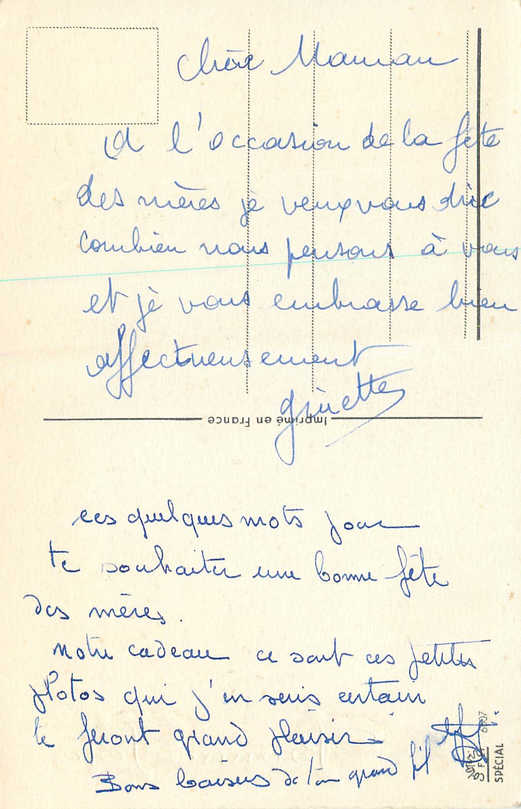 CPA Fleurs — Verso