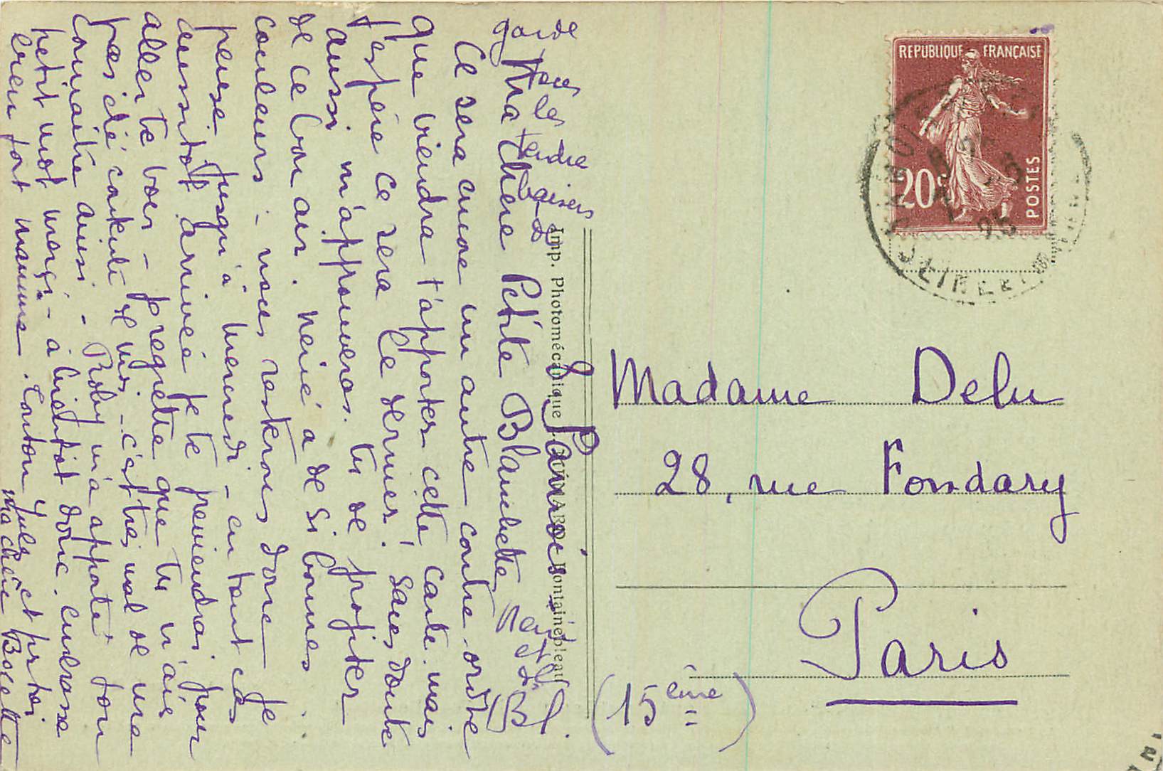 CPA Souvenir de fontainbleau  La Tour Denecourt — Rückseite