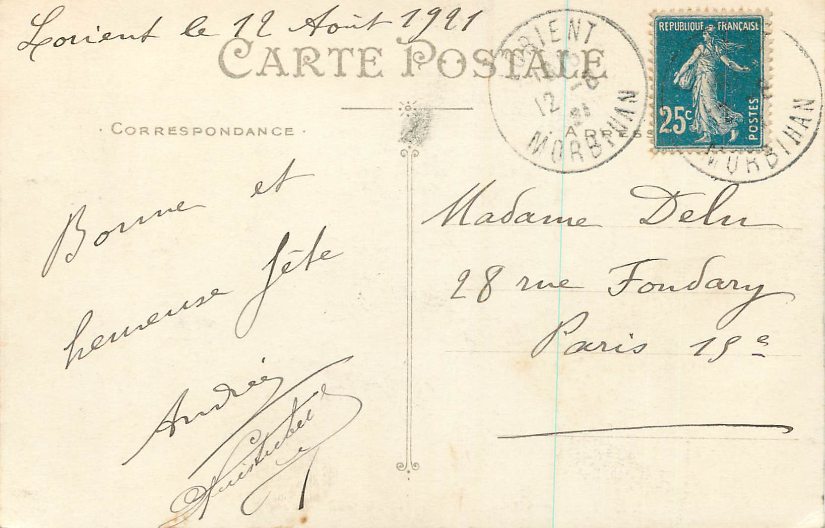 CPA Le Pont de boubomme sur le bravet environs de lorient — Rückseite