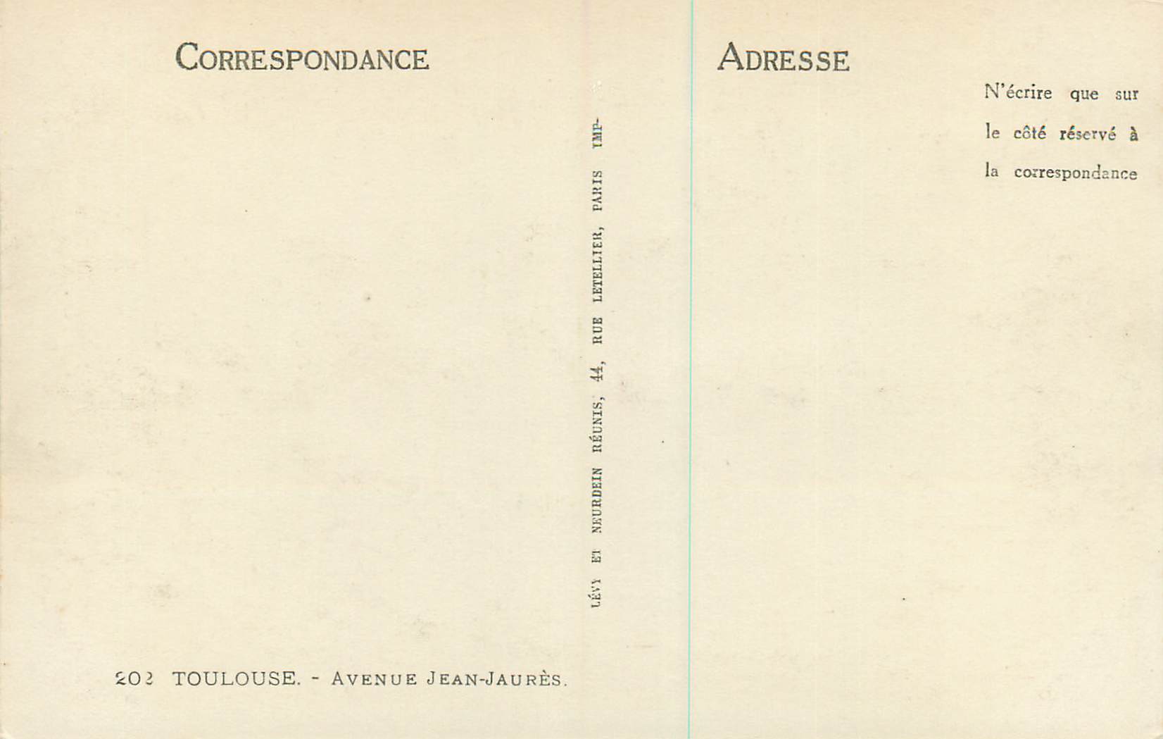 Place Jean-Jaurès in Toulouse — städtische Ansicht mit zentraler Grünfläche — Imp. Lévy et Neurdein Réunis, Paris — Rückseite