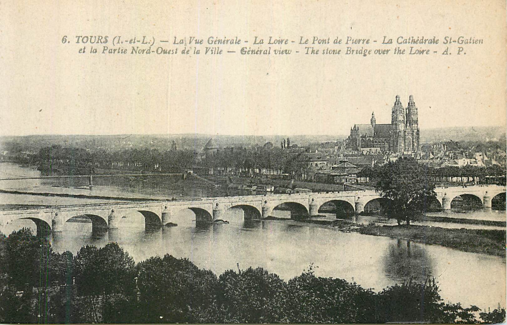 CPA Tours la Loire le Pont de la Pierre Cathedrale Saint Gabriel 