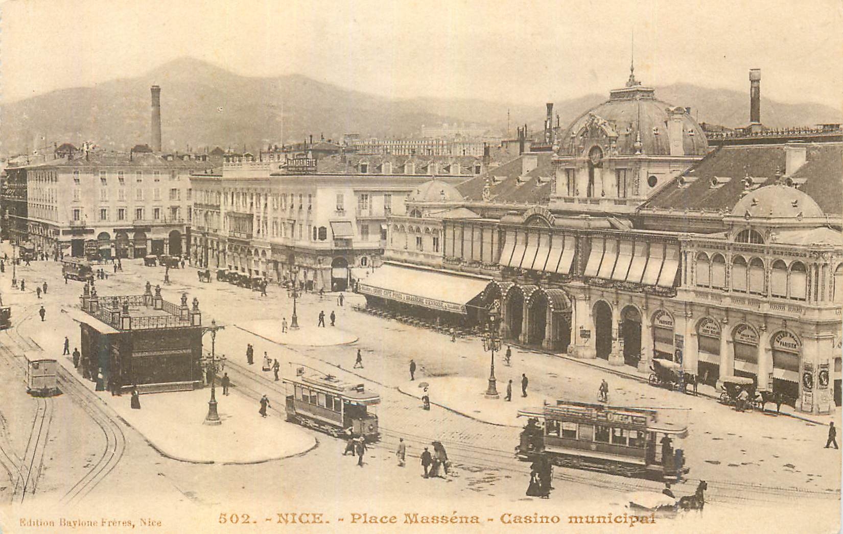 CPA Nice la place du Massena places public Tramway