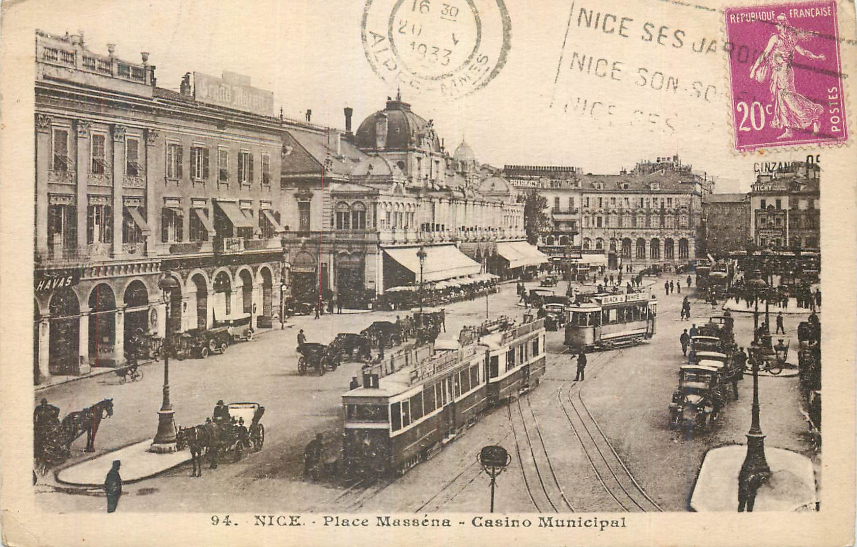CPA Nice la place Massena Casino municipal Tramway
